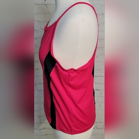 C9 by Champion Women's Pink Black Athletic Tank Top size XL Shelf Bra Zip Pocket - Picture 3 of 8